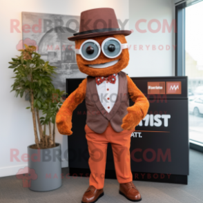 Rust Momentum mascot costume character dressed with a Blazer and Headbands