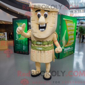 Maskot-karakter af en beige...