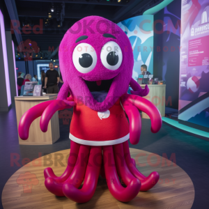 Magenta Kraken maskot drakt...