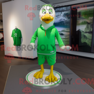 Maskotfigur af en grøn...