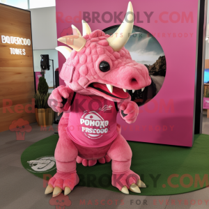 Maskotkarakter af en Pink...