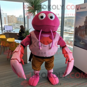 Mascottefiguur van een roze...