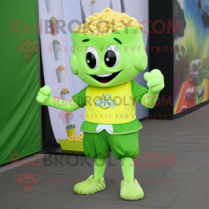 Limegrøn Pop Corn maskot...