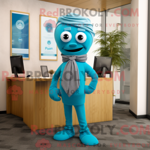 Mascot character of a Cyan...