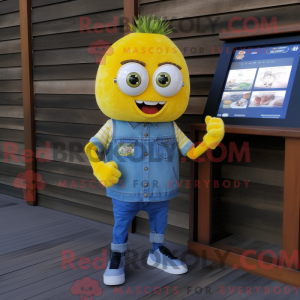Maskot karakter af et gult...