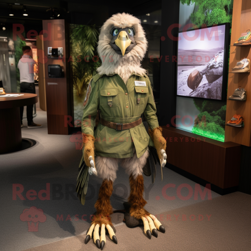 Olive Eagle mascot costume character dressed with a Chinos and Anklets