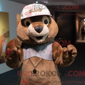 Mascot character of a Brown...