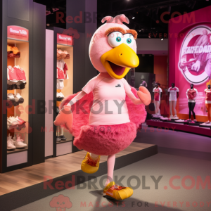 Maskottchenfigur eines rosa...