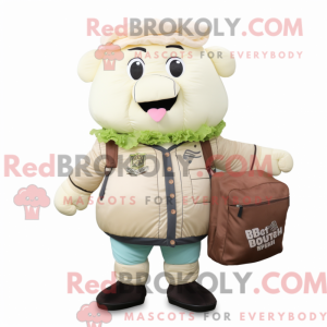 Maskotkarakter af en beige...