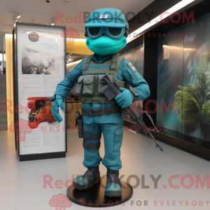 Maskotfigur av en Teal Para...