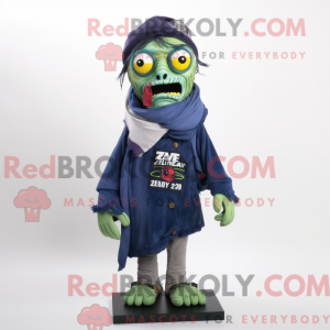 Mascot character of a Navy Zombie dressed with a Raincoat and Scarf clips