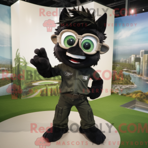 Mascot character of a Black Tooth Fairy dressed with a Cargo Pants and Sunglasses