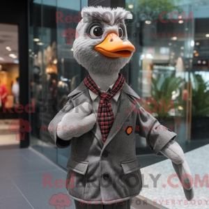 Mascot character of a Gray Geese dressed with a Suit and Scarf clips