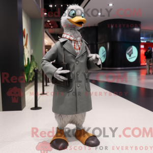 Mascot character of a Gray Geese dressed with a Suit and Scarf clips