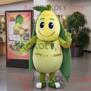 Mascot character of a Olive Banana dressed with a Jacket and Brooches