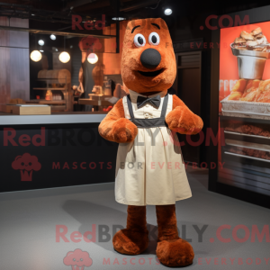 Mascot character of a Rust Shepard'S Pie dressed with a Mini Dress and Bow ties