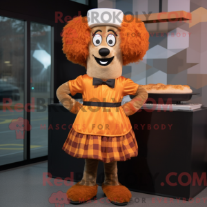 Mascot character of a Rust Shepard'S Pie dressed with a Mini Dress and Bow ties