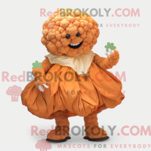 Mascot character of a Rust Cauliflower dressed with a Skirt and Foot pads
