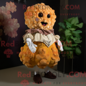 Mascot character of a Rust Cauliflower dressed with a Skirt and Foot pads