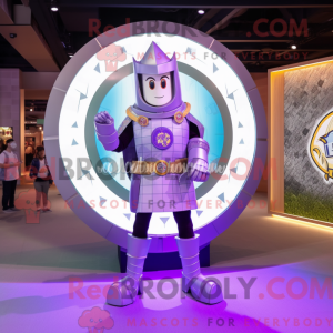 Mascot character of a Lavender Celtic Shield dressed with a Skinny Jeans and Digital watches