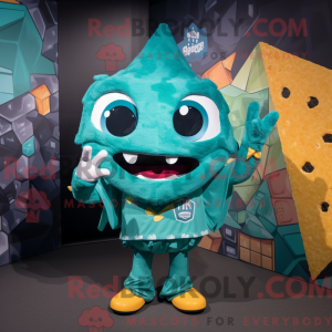 Mascot character of a Teal Nachos dressed with a Bikini and Earrings