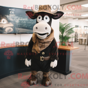 Mascot character of a Black Beef Stroganoff dressed with a Corduroy Pants and Scarf clips