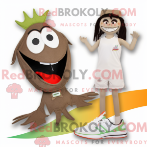 Mascot character of a Tan Aglet dressed with a Bikini and Shoe clips