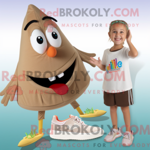 Mascot character of a Tan Aglet dressed with a Bikini and Shoe clips