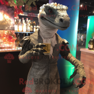 Mascot character of a Komodo Dragon dressed with a Cocktail Dress and Belts