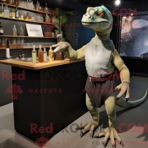 Mascot character of a Komodo Dragon dressed with a Cocktail Dress and Belts