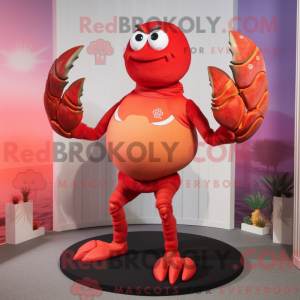 Mascot character of a Red Hermit Crab dressed with a Yoga Pants and Hairpins