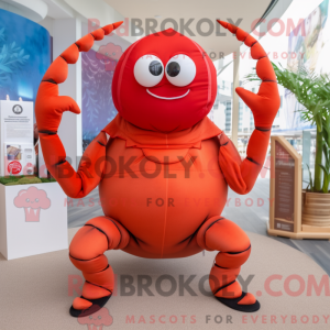 Mascot character of a Red Hermit Crab dressed with a Yoga Pants and Hairpins