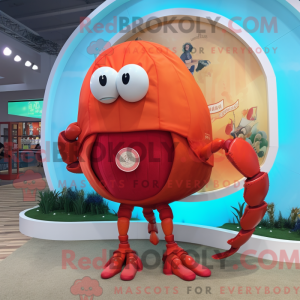 Mascot character of a Red Hermit Crab dressed with a Yoga Pants and Hairpins