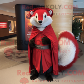 Mascot character of a Red Skunk dressed with a Sheath Dress and Shawls