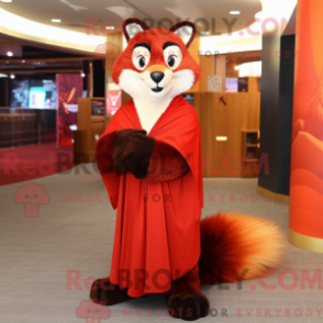 Mascot character of a Red Skunk dressed with a Sheath Dress and Shawls