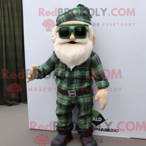 Mascot character of a Green Para Commando dressed with a Flannel Shirt and Cummerbunds