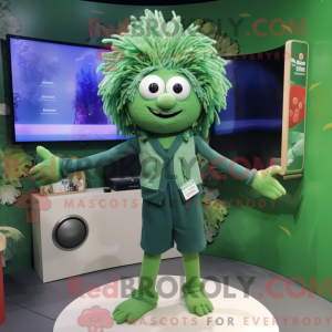 Mascot character of a Forest Green Television dressed with a Swimwear and Hairpins