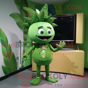 Mascot character of a Forest Green Television dressed with a Swimwear and Hairpins