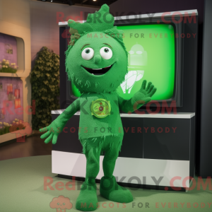 Mascot character of a Forest Green Television dressed with a Swimwear and Hairpins