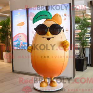 Mascot character of a Peach Hourglass dressed with a Bikini and Sunglasses