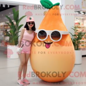 Mascot character of a Peach Hourglass dressed with a Bikini and Sunglasses