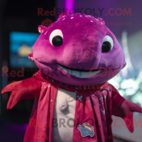 Mascot character of a Magenta Stingray dressed with a Waistcoat and Scarf clips