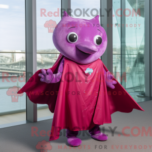 Mascot character of a Magenta Stingray dressed with a Waistcoat and Scarf clips