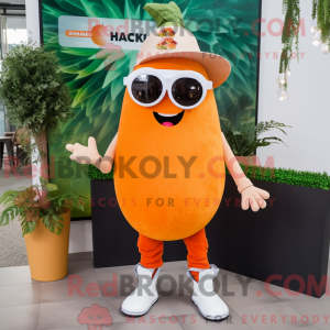 Mascot character of a Orange Shakshuka dressed with a V-Neck Tee and Sunglasses