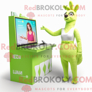 Mascot character of a Lime Green Llama dressed with a Bikini and Watches
