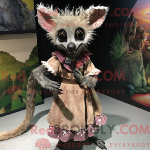 Mascot character of a Tan Aye-Aye dressed with a Dress and Rings