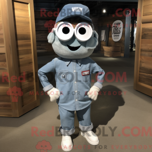 Mascot character of a Silver Aglet dressed with a Chambray Shirt and Headbands