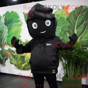 Mascot character of a Black Cabbage dressed with a Sweatshirt and Beanies