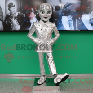 Mascot character of a Silver Irish Dancing Shoes dressed with a Suit and Shoe clips