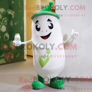 Mascot character of a Olive Bottle Of Milk dressed with a Tank Top and Pocket squares